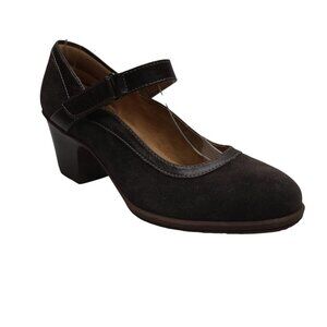 Comfortiva Barnes Brown Italian Suede Round Toe Mary Jane Pumps Heels Womens 8